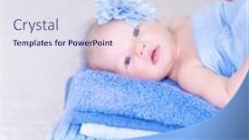  Presentation with baby girl - Cool new slide deck with sweet-baby-girl-lying-down backdrop and a sky blue colored foreground