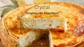 Presentation with cheese pie - Presentation design with sweet-bakery-cottage-cheese-pie background and a yellow colored foreground