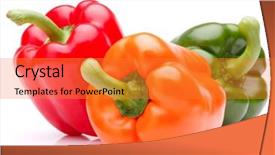  Presentation with pepper - Beautiful presentation featuring sweet bell pepper isolated on white background cutout backdrop and a gold colored foreground