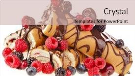  Presentation with biscuit - Amazing presentation theme having sweet biscuit rolls cake with fresh berries isolated on white background backdrop and a soft green colored foreground