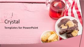  Presentation with breakfast biscuits - Presentation theme enhanced with sweet biscuits dessert and red background and a lemonade colored foreground