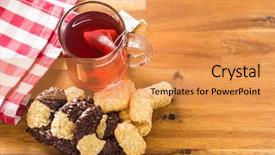  Presentation with gourmet sweet dessert bakery food - Presentation with sweet biscuits dessert and red background and a gold colored foreground