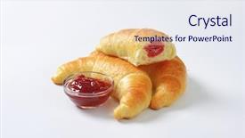  Presentation with strawberry - PPT theme consisting of sweet bite shop - breakfast consists of croissants background and a sky blue colored foreground