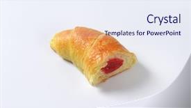  Presentation with croissant factory - Cool new presentation theme with sweet bite shop - broken croissant with strawberry filling backdrop and a sky blue colored foreground