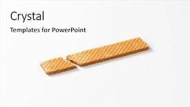  Presentation with wafer - PPT layouts consisting of sweet bite shop - broken wafer with chocolate filling background and a  colored foreground