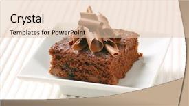  Presentation with chocolate shop - Presentation design enhanced with sweet bite shop - brownie with chocolate curls background and a  colored foreground