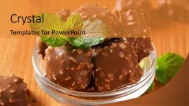  Presentation with chocolate shop - PPT theme consisting of message written on pink balloon background and a light blue colored foreground