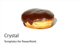  Presentation with cookies chocolate filling - Slide set having sweet bite shop - donut round cream filled chocolate background and a white colored foreground