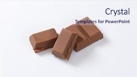  Presentation with chocolate and milk - Presentation with sweet bite shop - overhead view of milk chocolate background and a sky blue colored foreground