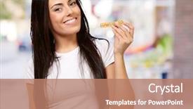  Presentation with cereal - Slides enhanced with sweet bite shop - portrait of young woman eating background and a coral colored foreground