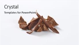  Presentation with chocolate shop - Audience pleasing slides consisting of sweet bite shop - small pieces of milk chocolate backdrop and a  colored foreground