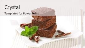  Presentation with bar pieces dark chocolate - Cool new slide set with sweet bite shop - three pieces of brownie cake backdrop and a light gray colored foreground