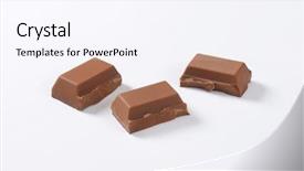  Presentation with chocolate milk - Presentation theme having sweet bite shop - three pieces of milk chocolate background and a sky blue colored foreground