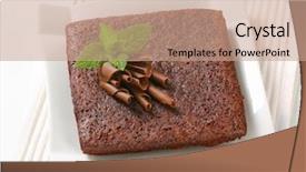  Presentation with chocolate shop - PPT layouts enhanced with sweet bite shop - whole chocolate cake with chocolate background and a coral colored foreground