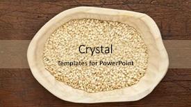  Presentation with wood wood grain - Colorful slide set enhanced with sweet brown rice grain in a rustic wood bowl against grunge dark wooden table surface top view backdrop and a lemonade colored foreground