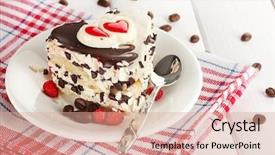  Presentation with sweet - Presentation theme having sweet cake with chocolate background and a coral colored foreground