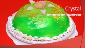  Presentation with jelly - Colorful theme enhanced with sweet-cake-with-green-jelly backdrop and a crimson colored foreground