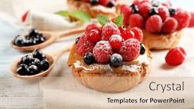  Presentation with berries - PPT theme consisting of sweet-cakes-with-berries background and a coral colored foreground