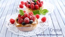  Presentation with berries - Cool new presentation theme with sweet cakes with berries backdrop and a sky blue colored foreground