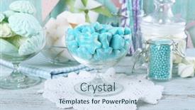  Presentation with glassware - Presentation theme featuring sweet-candies-in-glassware background and a sky blue colored foreground