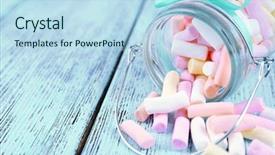 Presentation with sweet - PPT layouts having sweet candies on color wooden table closeup background and a light blue colored foreground