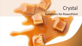  Presentation with peppermint candy cane on white - Colorful slide set enhanced with sweet candies with caramel topping backdrop and a  colored foreground