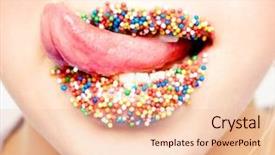  Presentation with pearls - PPT layouts with lips with multicolored pearls background and a lemonade colored foreground