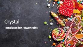  Presentation with jelly - Amazing PPT theme having hard heart - colorful candies jelly and marmalade backdrop and a dark gray colored foreground