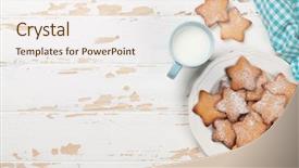  Presentation with white milk - Presentation consisting of candies anddrinks - cookies and milk on white background and a lemonade colored foreground