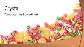  Presentation with fruit - Beautiful presentation theme featuring mixed colorful fruit bonbon close backdrop and a white colored foreground