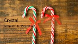  Presentation with candy canes - Beautiful PPT theme featuring sweet candy canes with red backdrop and a red colored foreground