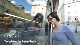  Presentation with food window - Amazing PPT layouts having sweet candy food store backdrop and a dark gray colored foreground