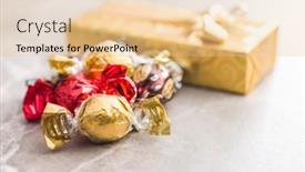  Presentation with sweet candy - Presentation consisting of sweet-candy-wrapped-in-foil background and a lemonade colored foreground