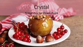  Presentation with wooden stick - Theme consisting of candied apples - sweet caramel apple on stick background and a  colored foreground