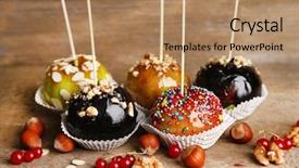  Presentation with berries - Presentation theme having sweet caramel apples on sticks background and a coral colored foreground