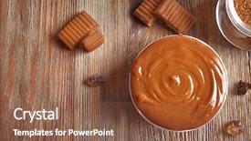  Presentation with sauce - PPT theme with sweet caramel candies and bowl background and a tawny brown colored foreground
