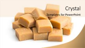  Presentation with sweet - Slide set with fudge - sweet caramel candies isolated background and a lemonade colored foreground