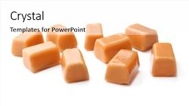  Presentation with sweet - Presentation theme having sweet caramel candies on white background background and a white colored foreground
