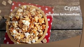  Presentation with popcorn - Presentation theme consisting of sweet caramel popcorn background and a coral colored foreground