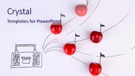  Presentation with life insurance concept white - Slide set with sweet cherries food art background and a sky blue colored foreground