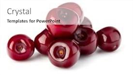  Presentation with sweet - Presentation design featuring sweet-cherries-pile-isolated background and a white colored foreground