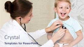  Presentation with child specialist - Amazing slides having sweet child visiting doctor beautiful young specialist examines the health of a small patient treatment in the good clinic happy healthy childhood backdrop and a sky blue colored foreground