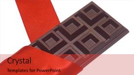 Presentation with gift ribbon - PPT theme having sweet-chocolate-bar background and a red colored foreground