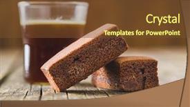  Presentation with coffee and sweet chocolate brownies - PPT layouts with sweet chocolate brownies and glass background and a tawny brown colored foreground