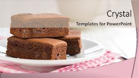  Presentation with coffee and sweet chocolate brownies - Slide set featuring sweet chocolate brownies on plate background and a soft green colored foreground