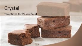  Presentation with coffee and sweet chocolate brownies - Audience pleasing PPT theme consisting of sweet chocolate brownies on table backdrop and a mint green colored foreground