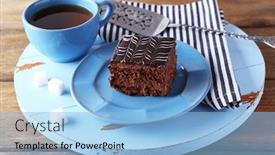  Presentation with tea cake - Theme having sweet-chocolate-cake-on-blue background and a light blue colored foreground