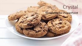  Presentation with white plate - Audience pleasing presentation design consisting of sweet chocolate cookies on white plate backdrop and a coral colored foreground