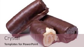  Presentation with sweet pastry - Beautiful PPT theme featuring sweet-chocolate-glazed-pastry-rolls backdrop and a violet colored foreground