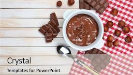  Presentation with chocolate nuts - Presentation design enhanced with sweet chocolate hazelnut spread background and a light gray colored foreground